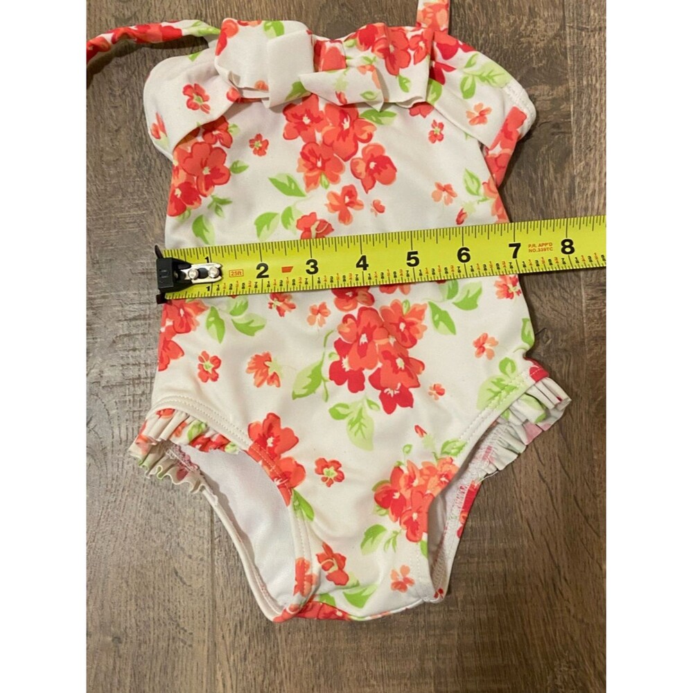 Baby Girl 6mo Swim Suit Floral Beach Tie Neck Ruffles - Picture 6 of 10